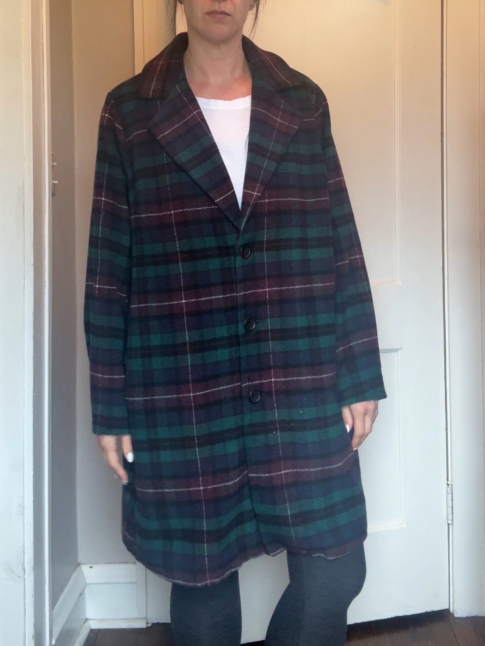 torrid Green & Navy Plaid Pea Coat